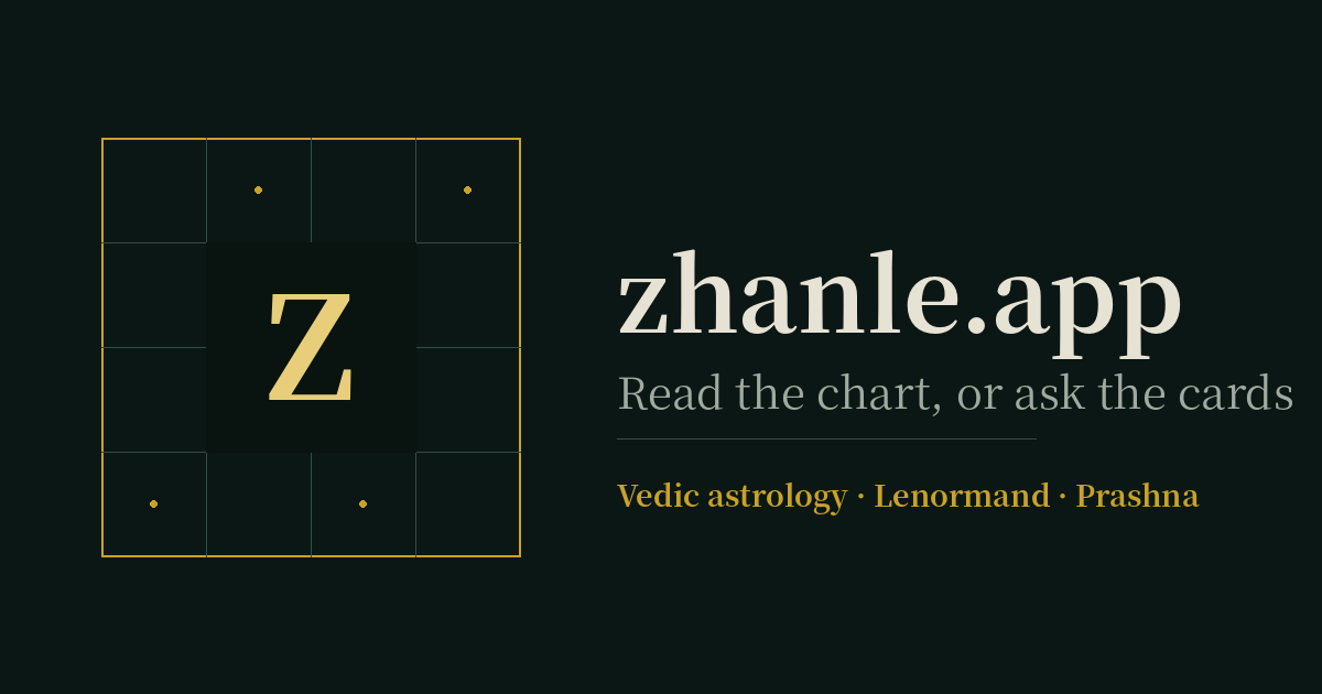 zhanle.app Vedic astrology and Lenormand banner