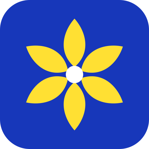 Marselia 蓝底黄色六瓣花图标 Marselia 蓝底黄色六瓣花图标