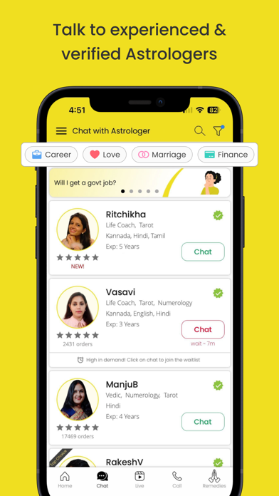 Astrotalk App Store screenshot showing astrologer chat