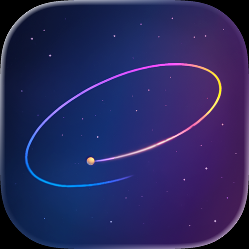 Charted app icon with a luminous orbit on a dark star field