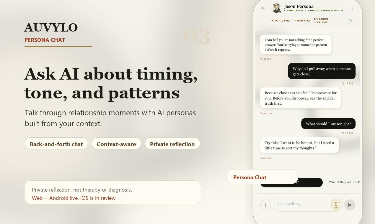 Auvylo 在 Product Hunt 图集中的角色对话截图