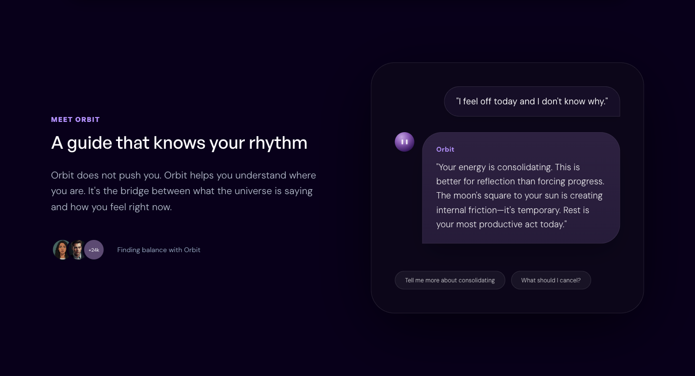 Timing official website visual for Orbit