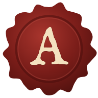 AstroVellum red wax-seal A logo