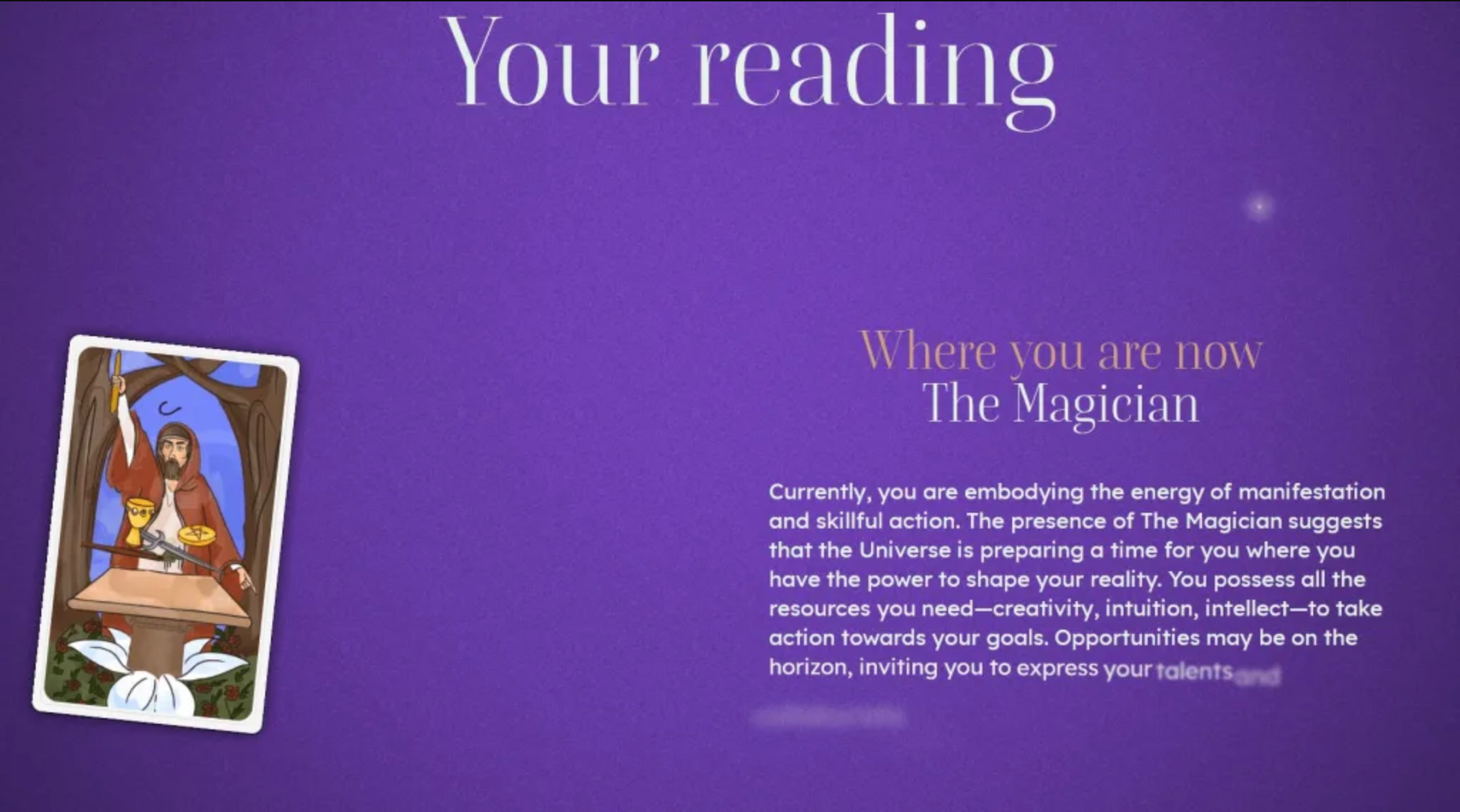 A completed reading shown in Tarotoo’s official walkthrough