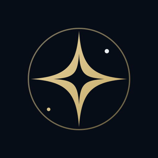 StarsMundi icon with a gold four-pointed star in a circle