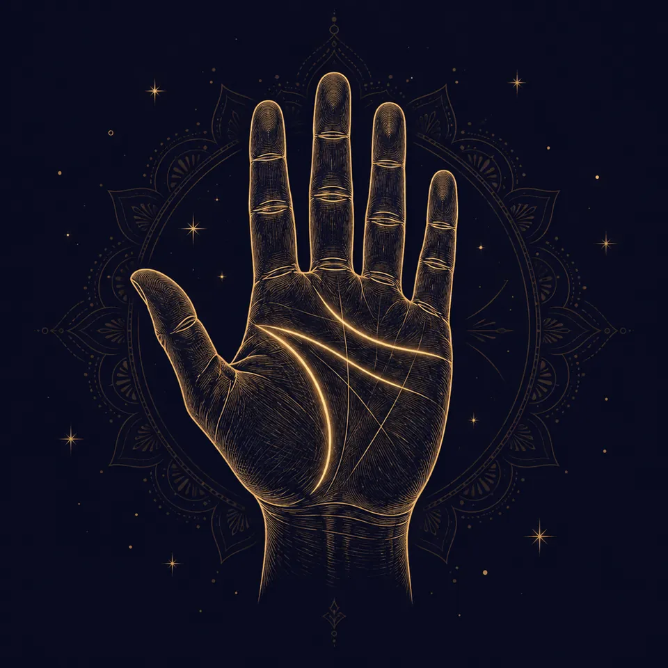 AstroPredict official golden palm illustration from its homepage